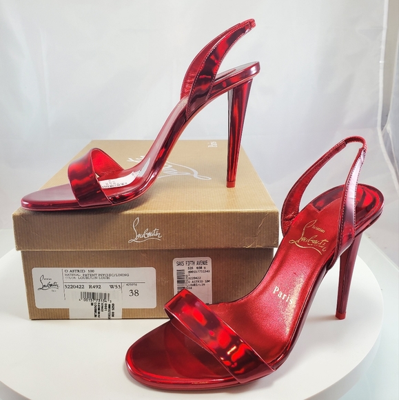 Christian Louboutin Shoes - NWT$945 Louboutin Red O Astrid 100 Patent Leather Slingback Pumps Heels Sz 38
